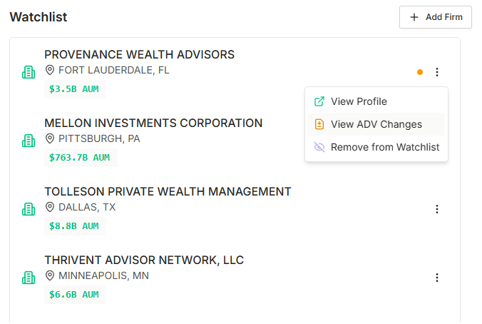 Watchlist tracking and monitoring interface